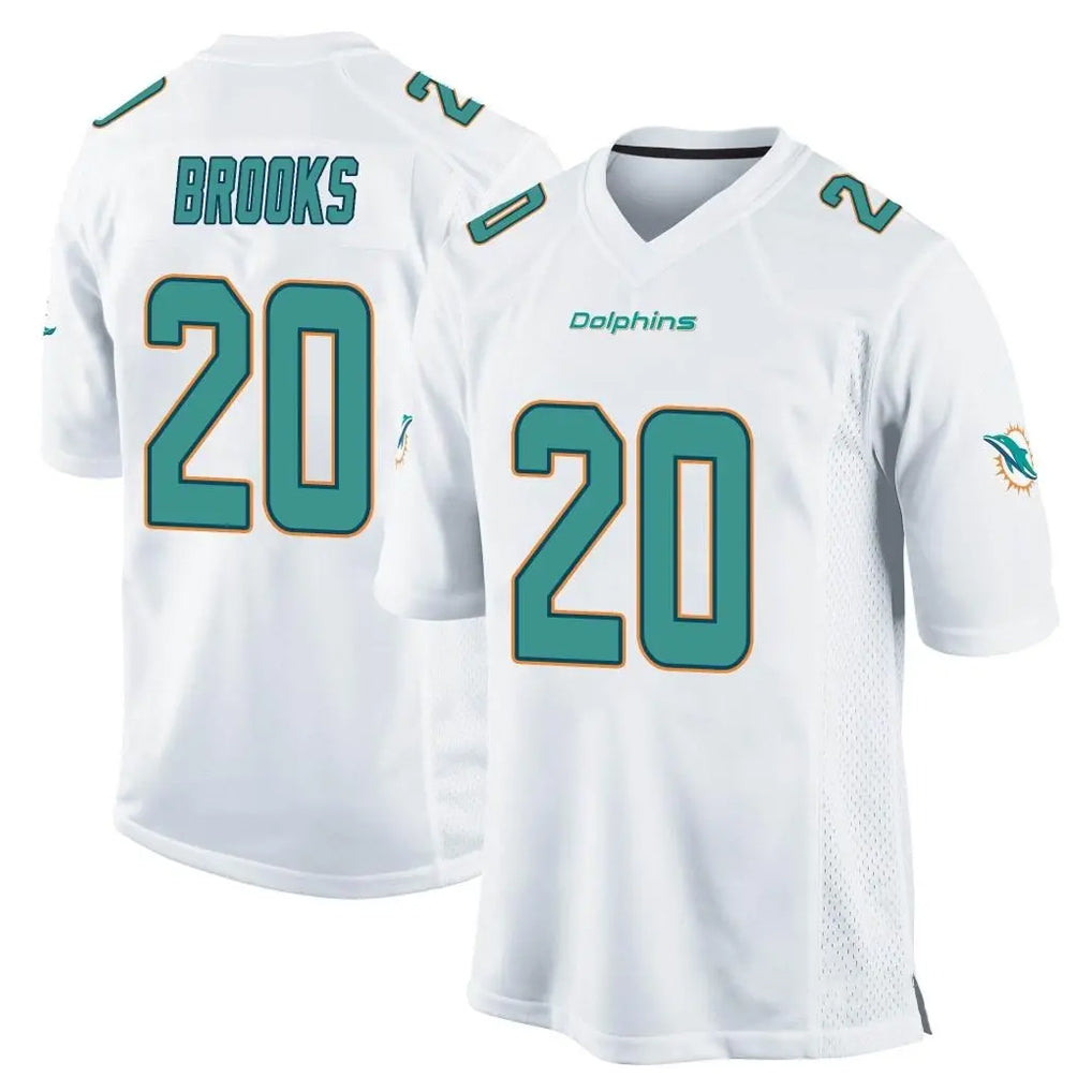 M.Dolphins #20 Jordyn Brooks Player White Home Game PETTCS Stitched Jerseys