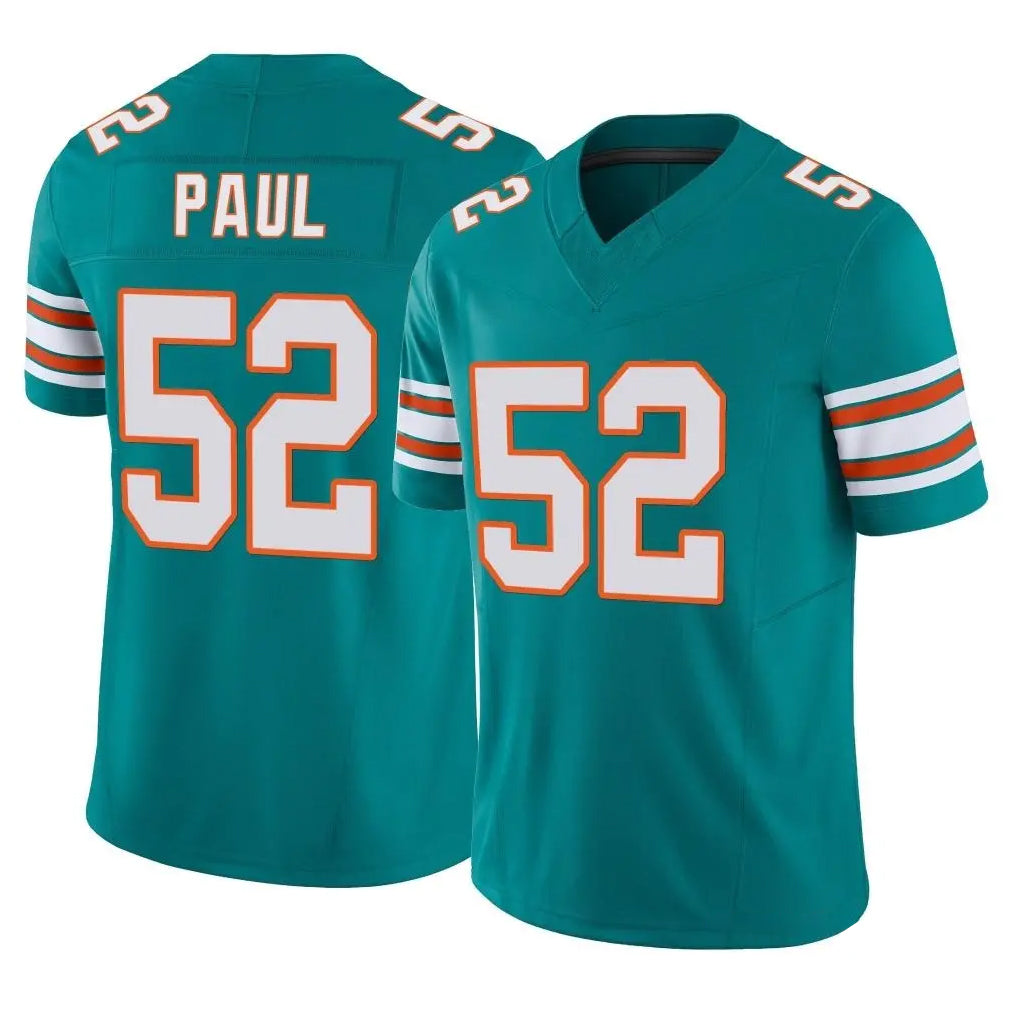 M.Dolphins #52 Patrick Paul Player Aqua Limited Alternate Vapor F.U.S.E. Home Game PETTCS Stitched Jerseys
