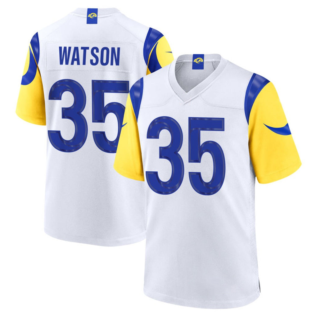 LA.Rams #35 Jaylen Watson Player White Limited Home Game PETTCS Stitched Jerseys