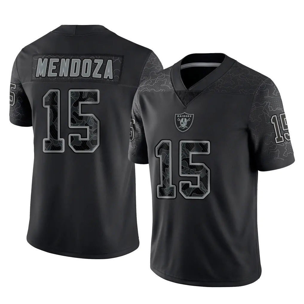 LV.Raiders #15 Fernando Mendoza Player Black Reflective Limited Game PETTCS Stitched Jerseys