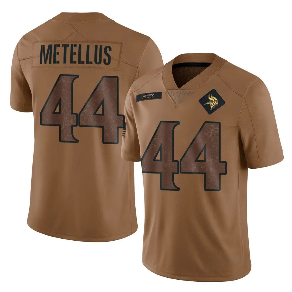 M.Vikings #44 Josh Metellus Player Brown Salute To Service Limited PETTCS Stitched Jerseys