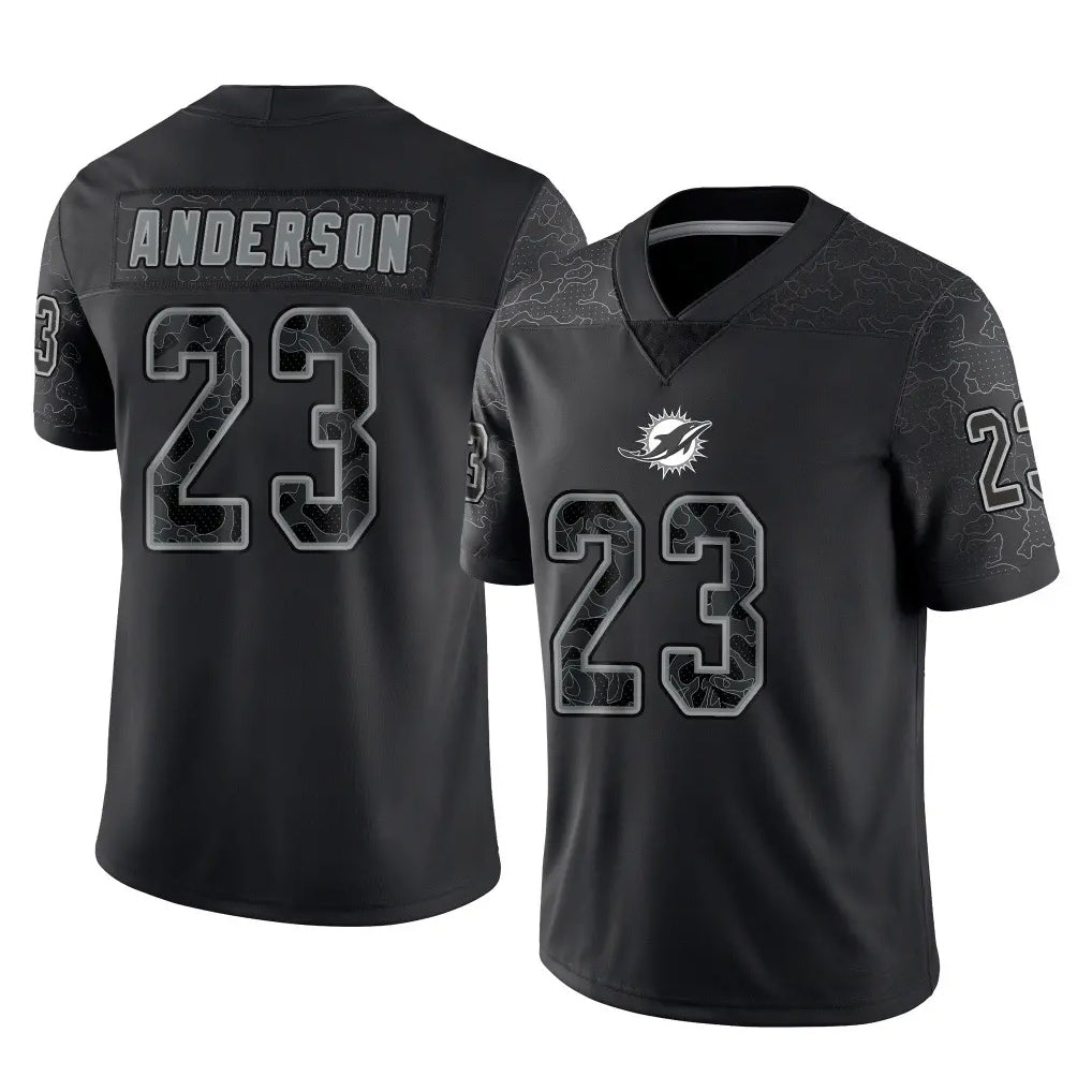 M.Dolphins #23 Zayne Anderson Player Black Reflective Limited Game PETTCS Stitched Jerseys