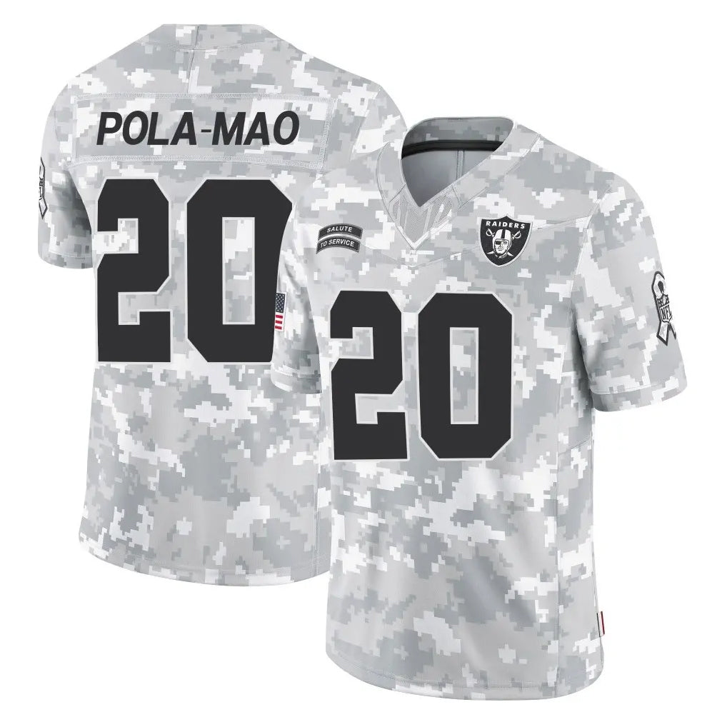 LV.Raiders #20 Isaiah Pola-Mao Player Arctic Camo Salute To Service Limited Game PETTCS Stitched Jerseys