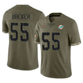 M.Dolphins #55 Aaron Brewer Player Olive Salute To Service Limited PETTCS Stitched Jerseys