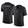 LV.Raiders #1 Tre Tucker Player Black Reflective Limited Game PETTCS Stitched Jerseys