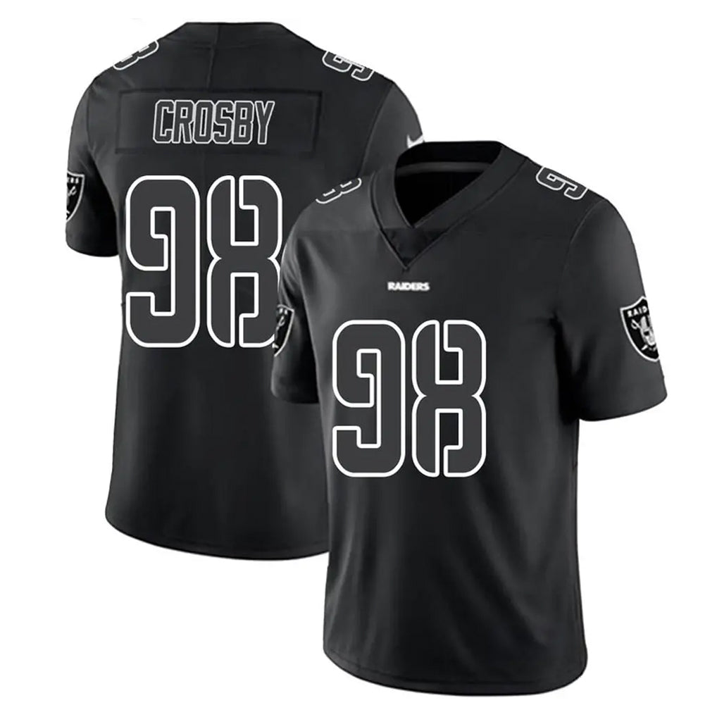 LV.Raiders #98 Maxx Crosby Player Black Limited Black Impact Home Game PETTCS Stitched Jerseys