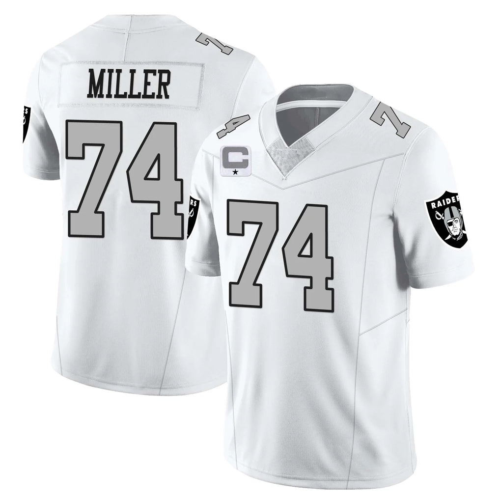 LV.Raiders #74 Kolton Miller Player White Vapor Limited Home Game PETTCS Stitched Jerseys