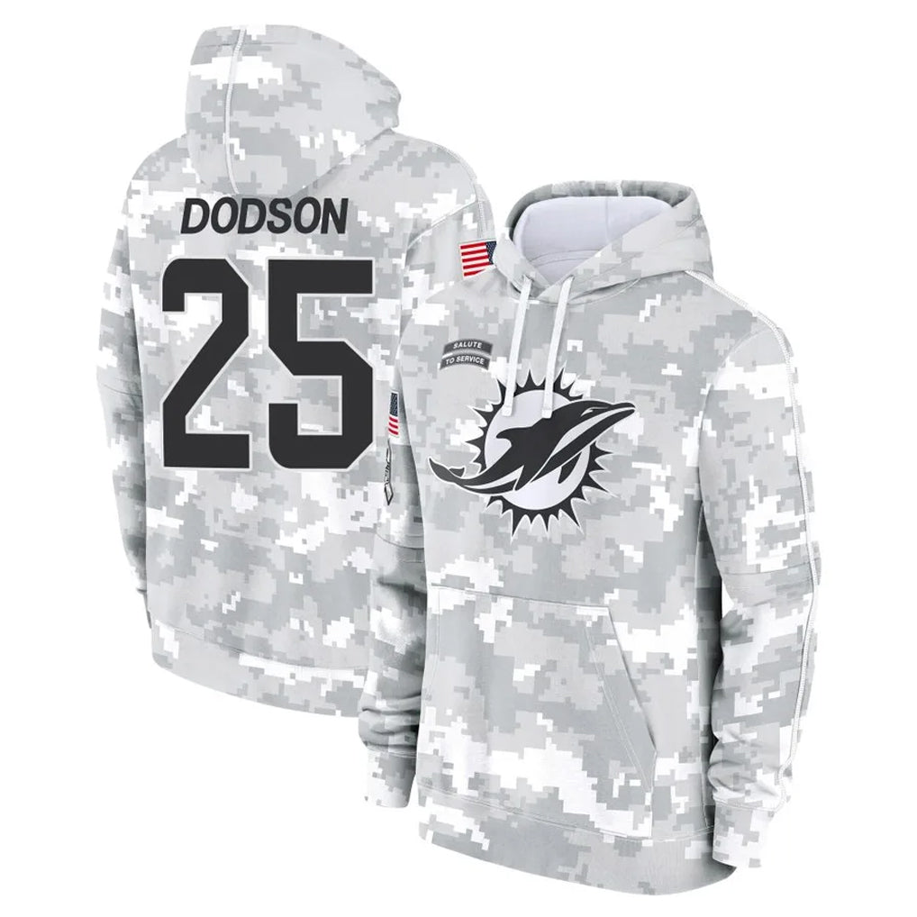 M.Dolphins #25 Tyrel Dodson Player Arctic Camo Salute to Service Hoodies Limited Game PETTCS Stitched Jerseys