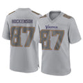 M.Vikings #87 T.J. Hockenson Player Gray Atmosphere Fashion Home Game PETTCS Stitched Jerseys