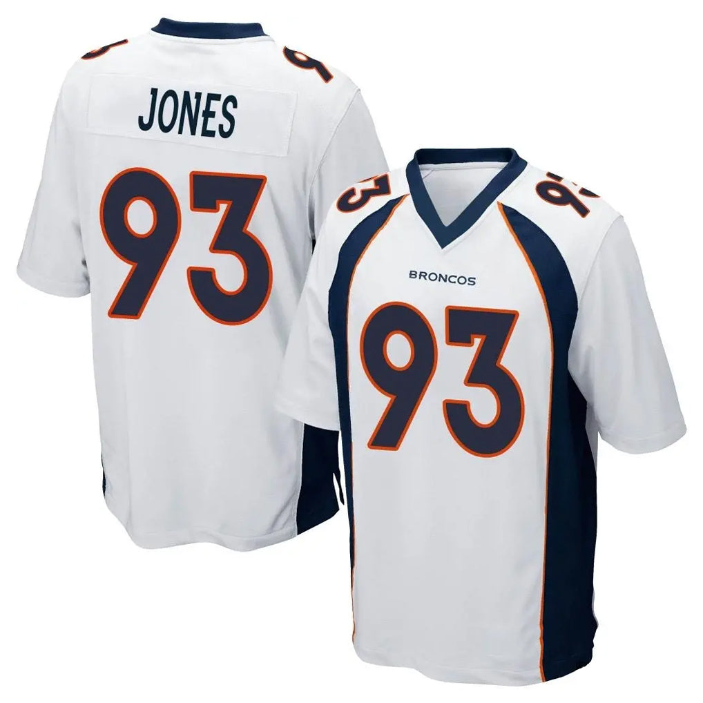 D.Broncos #93 D.J. Jones Player White Game PETTCS Stitched Jerseys
