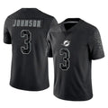 M.Dolphins #3 Chris Johnson Player Black Reflective Limited Game PETTCS Stitched Jerseys