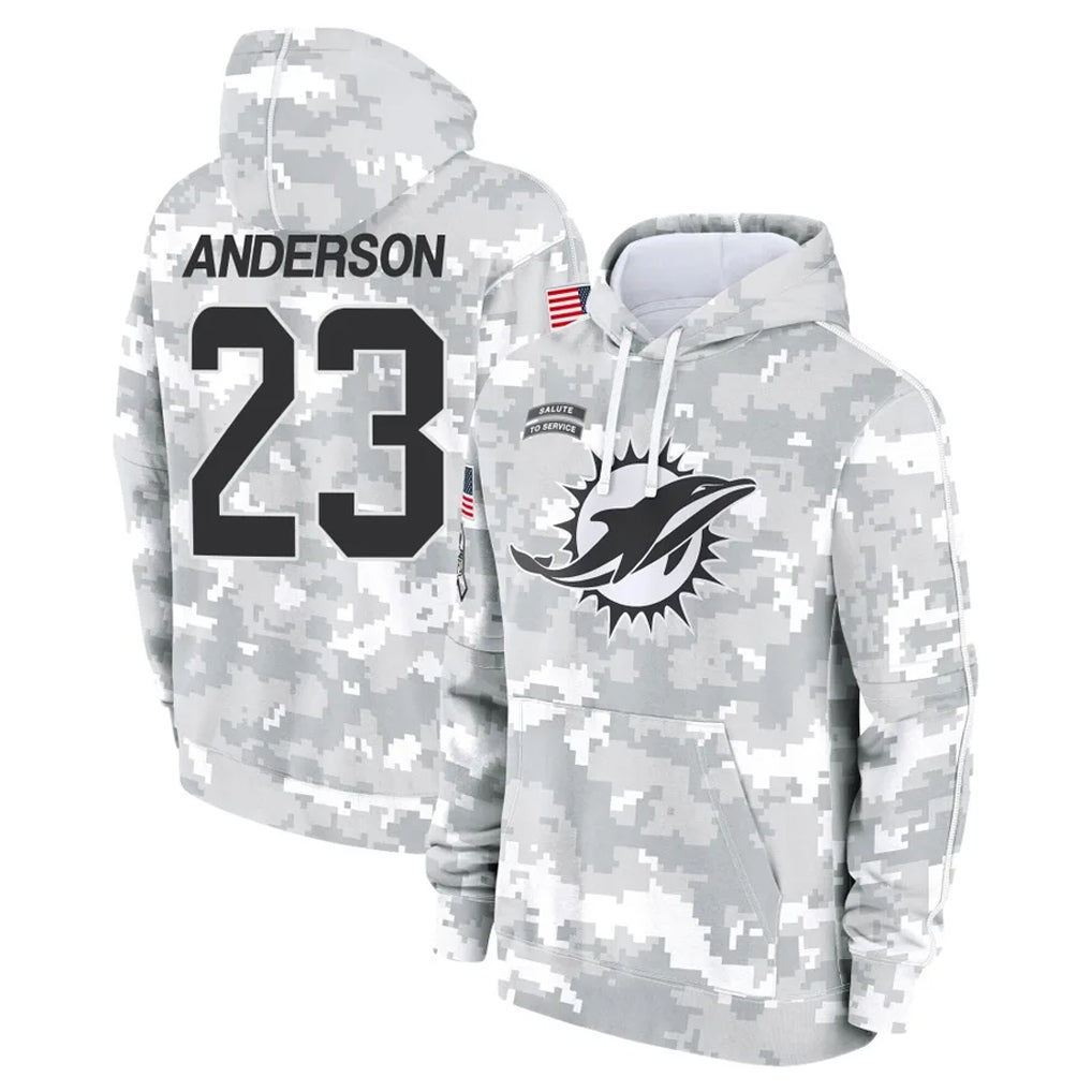 M.Dolphins #23 Zayne Anderson Player Arctic Camo Salute to Service Hoodies Limited Game PETTCS Stitched Jerseys