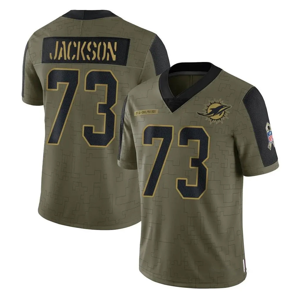 M.Dolphins #73 Austin Jackson Player Olive Salute To Service Limited Game PETTCS Stitched Jerseys