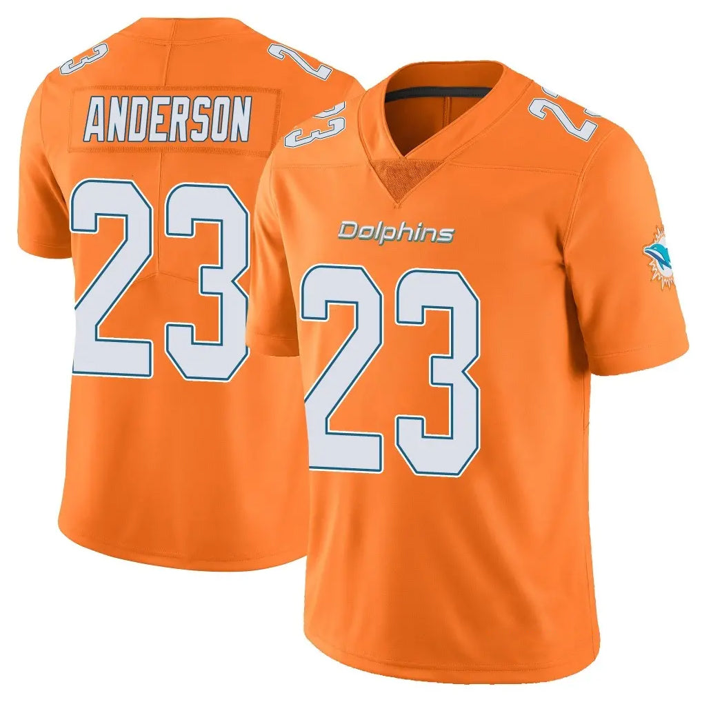 M.Dolphins #23 Zayne Anderson Player Orange Limited Home Game PETTCS Stitched Jerseys
