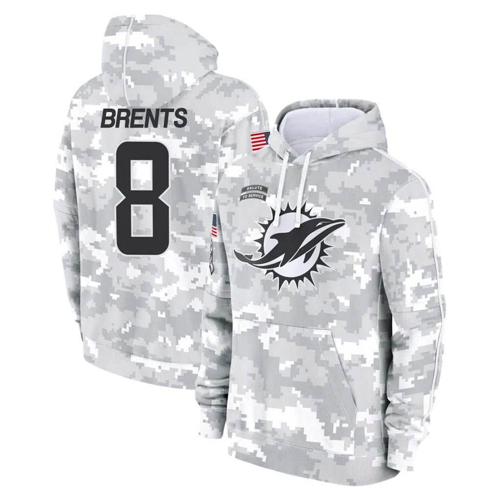 M.Dolphins #8 JuJu Brents Player Arctic Camo Salute to Service Hoodies Limited Game PETTCS Stitched Jerseys