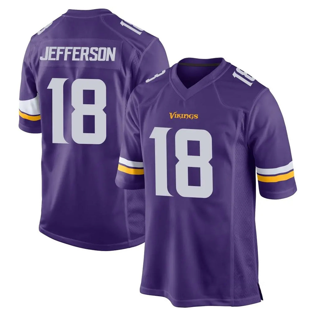 M.Vikings #18 Justin Jefferson Player Purple Home Game PETTCS Stitched Jerseys