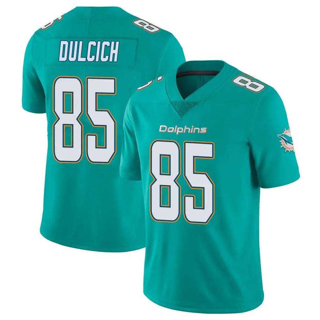 M.Dolphins #85 Greg Dulcich Player Aqua Limited Vapor Untouchable Home Game PETTCS Stitched Jerseys
