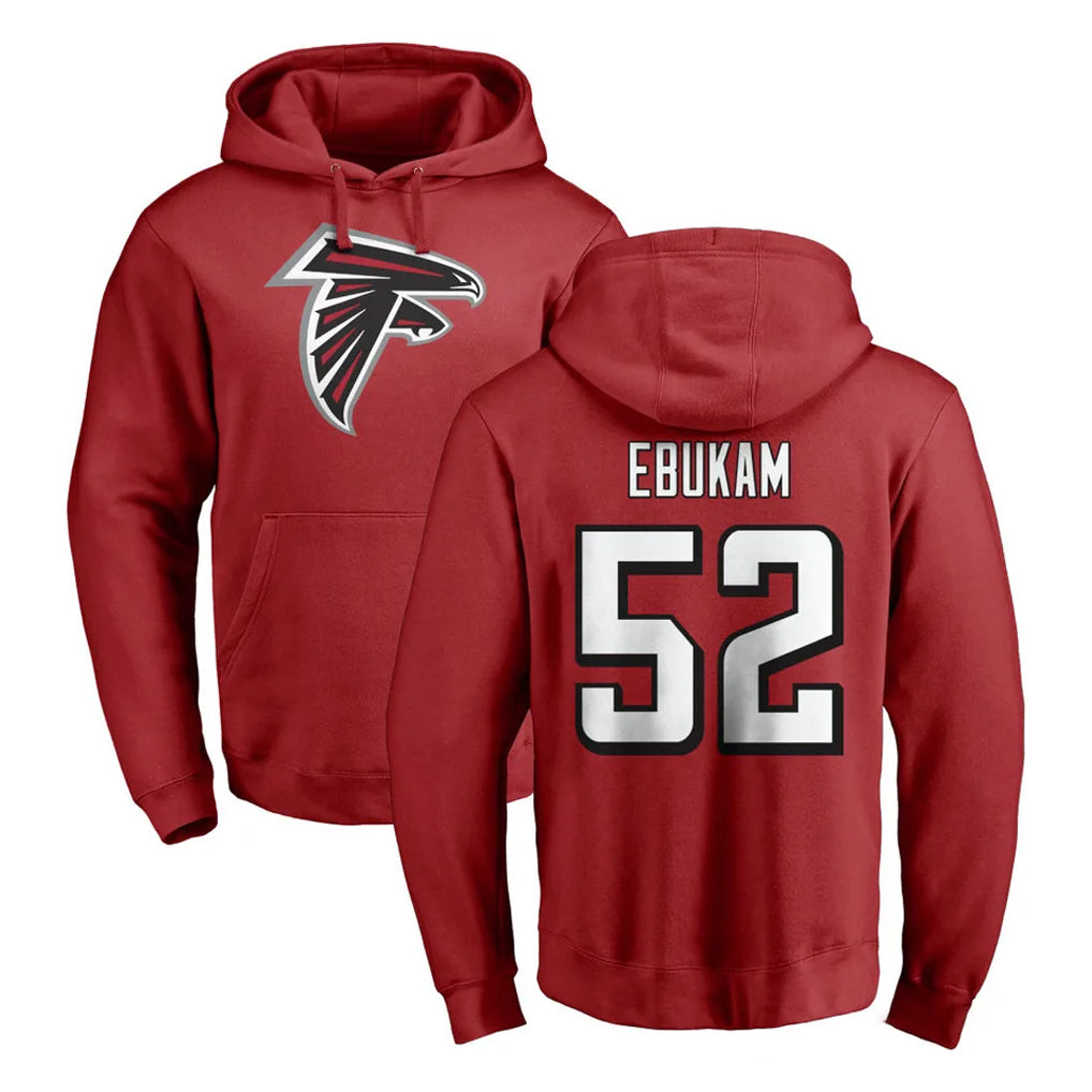 A.Falcons #52 Samson Ebukam Player Red Pullover Hoodies Home Game PETTCS Stitched Jerseys