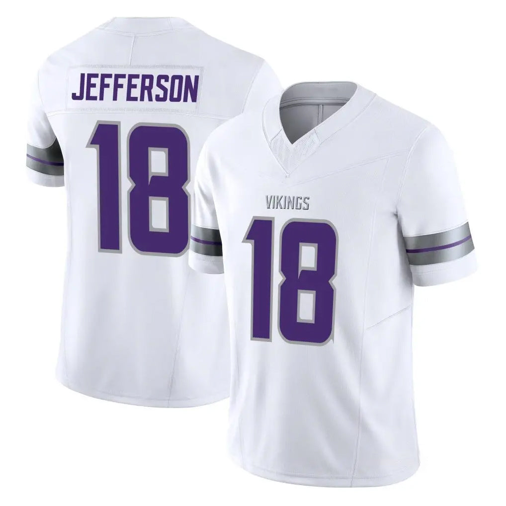 M.Vikings #18 Justin Jefferson Player White Limited Alternate Vapor F.U.S.E. Home Game PETTCS Stitched Jerseys