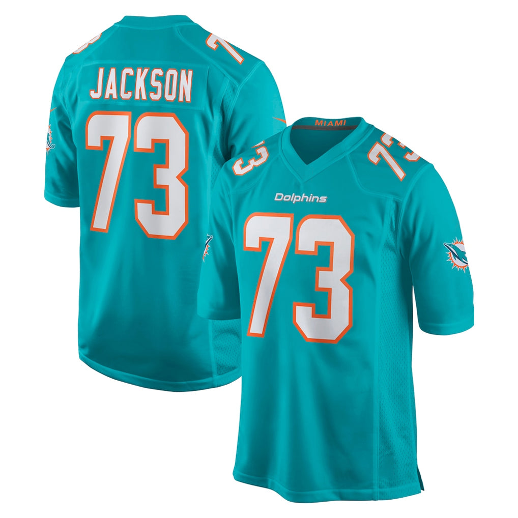 M.Dolphins #73 Austin Jackson Player Aqua Home Game PETTCS Stitched Jerseys